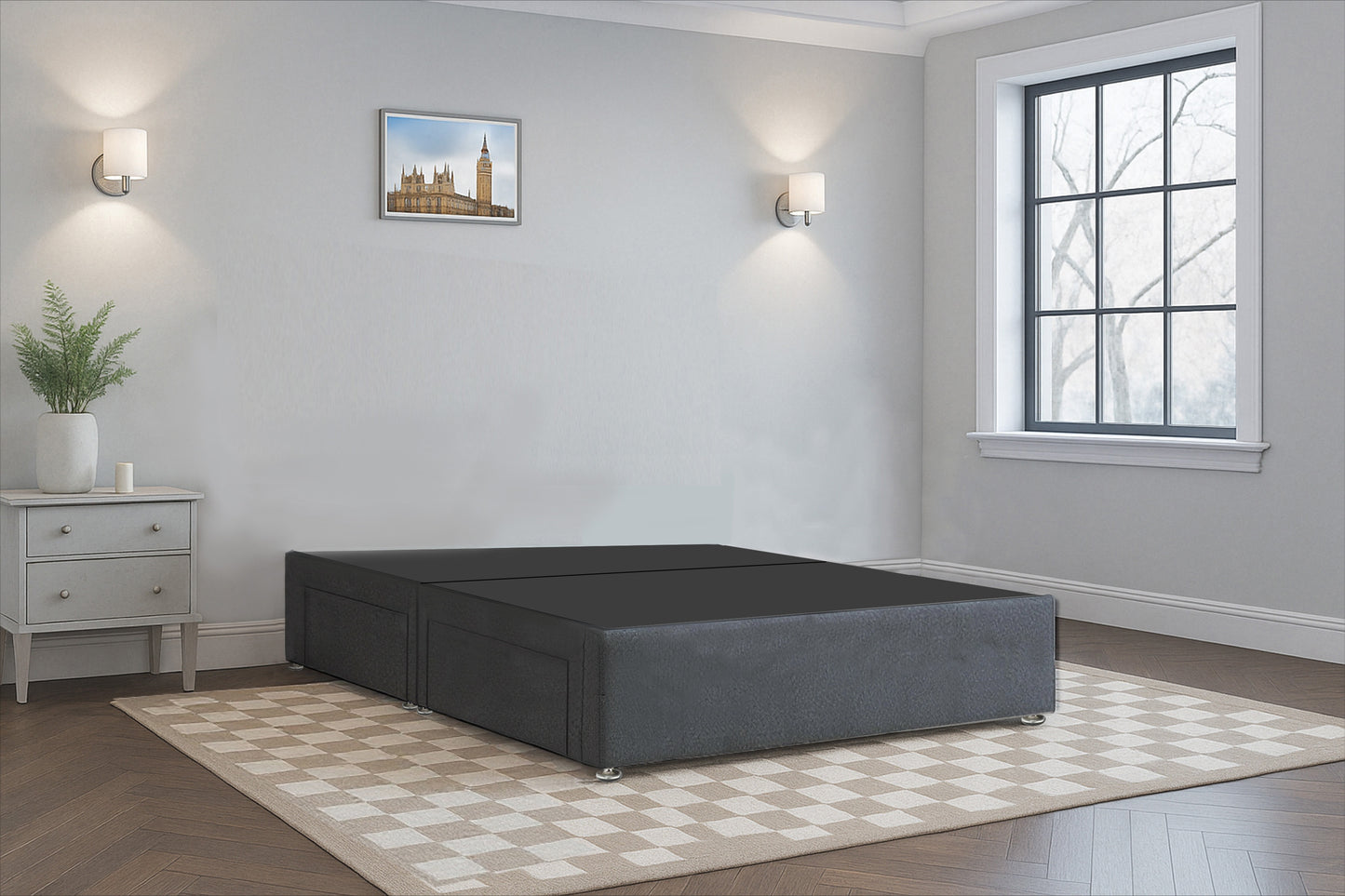 Deluxe Chesterfield HB Wingback Upholstered Bed Frame